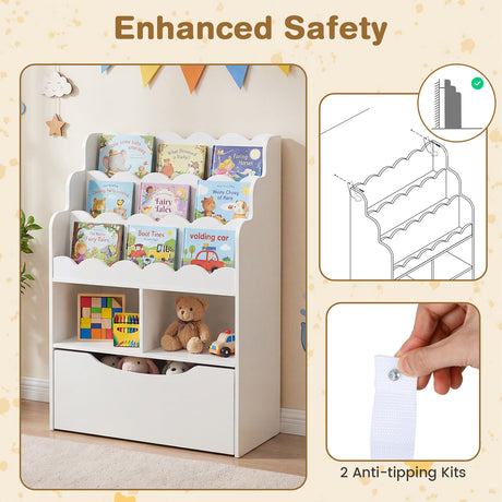 HONEY JOY Kids Bookshelf, 5-Tier Wooden Children Bookcase & Toy Storage Organizer