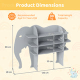 Elephant Kids Bookshelf, 3-Tier Toddler Bookcase for Toy Storage
