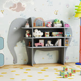 Elephant Kids Bookshelf, 3-Tier Toddler Bookcase for Toy Storage