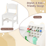 Kids Art Table & Chair Set, Toddler Painting Desk w/Detachable Paper Roll Holder & Cubby Cabinet