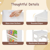 Kids Art Table & Chair Set, Toddler Painting Desk w/Detachable Paper Roll Holder & Cubby Cabinet