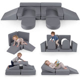 HONEY JOY 10 PCS Modular Kids Play Couch Toddler Climb & Crawl Foam Playset