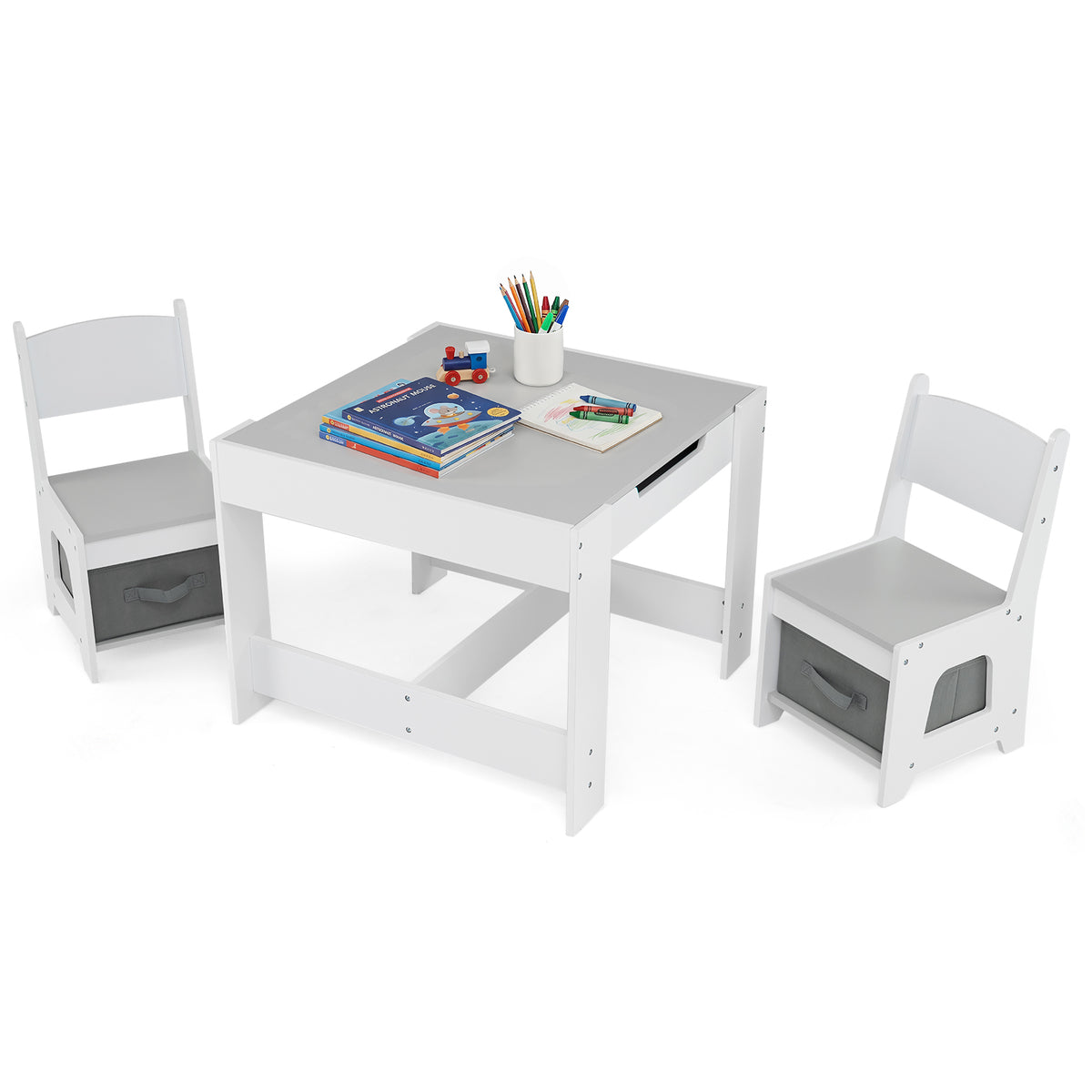 HONEY JOY 3 in 1 Kids Wooden Table & 2 Chair Set