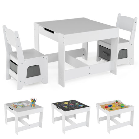 HONEY JOY 3 in 1 Kids Wooden Table & 2 Chair Set