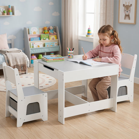 HONEY JOY 3 in 1 Kids Wooden Table & 2 Chair Set
