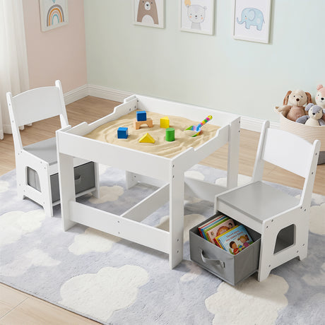 HONEY JOY 3 in 1 Kids Wooden Table & 2 Chair Set