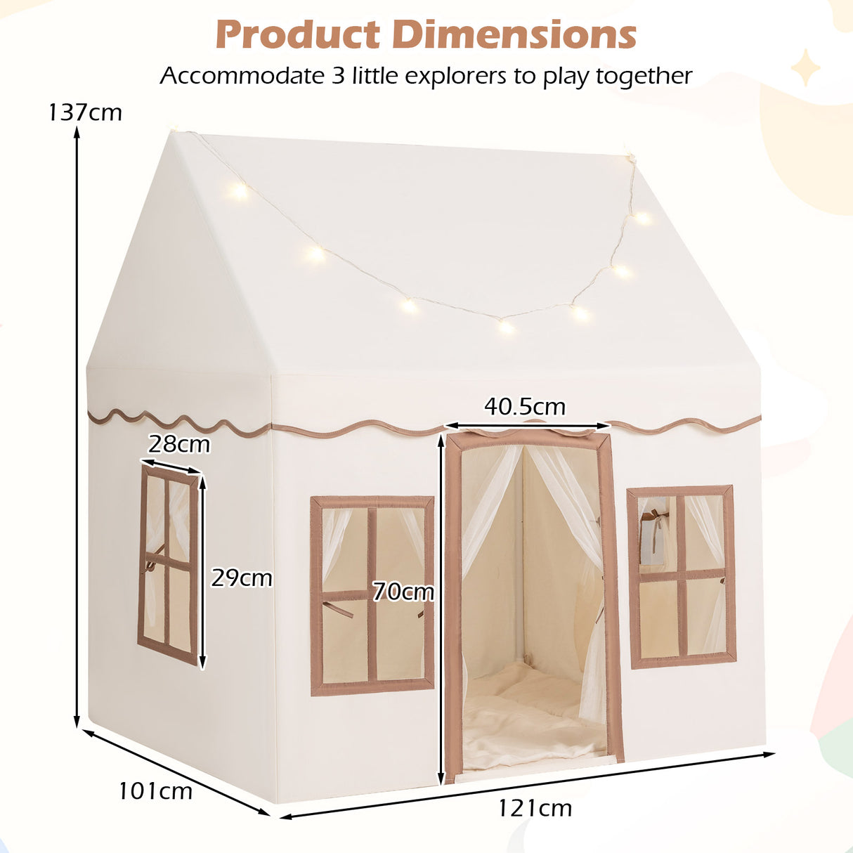 HONEY JOY Kids Play Tent, Toddler Large Playhouse w/Star String Lights
