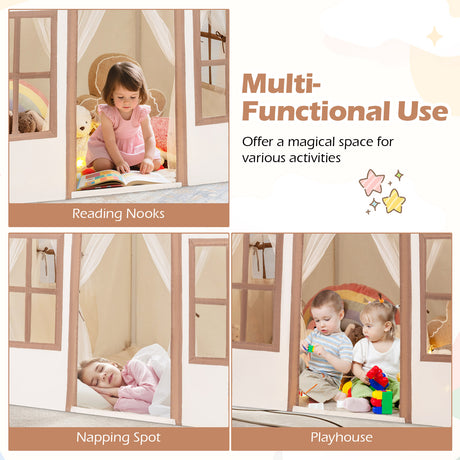 HONEY JOY Kids Play Tent, Toddler Large Playhouse w/Star String Lights