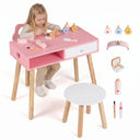 Kids Pretend Nail Salon Playset with Chair and Stool for 3-7 Years Old Children
