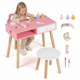 Kids Pretend Nail Salon Playset with Chair and Stool for 3-7 Years Old Children