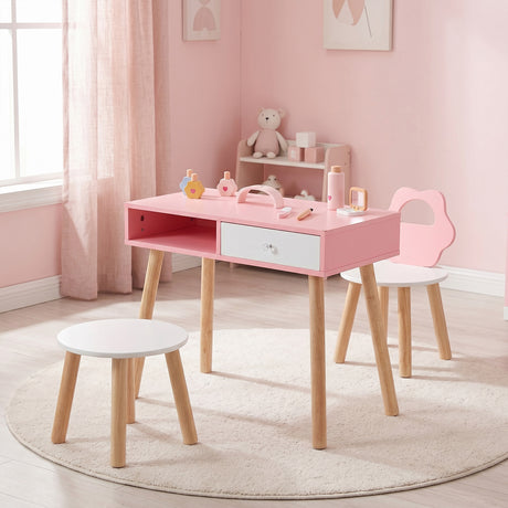 Kids Pretend Nail Salon Playset with Chair and Stool for 3-7 Years Old Children