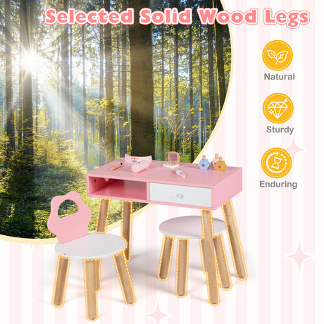 Kids Pretend Nail Salon Playset with Chair and Stool for 3-7 Years Old Children