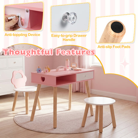Kids Pretend Nail Salon Playset with Chair and Stool for 3-7 Years Old Children