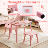 Kids Pretend Nail Salon Playset with Chair & Stool, Wooden Toddlers Makeup & Manicure Kit