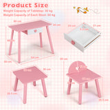 Kids Pretend Nail Salon Playset with Chair & Stool, Wooden Toddlers Makeup & Manicure Kit