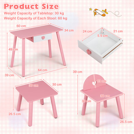 Kids Pretend Nail Salon Playset with Chair & Stool, Wooden Toddlers Makeup & Manicure Kit