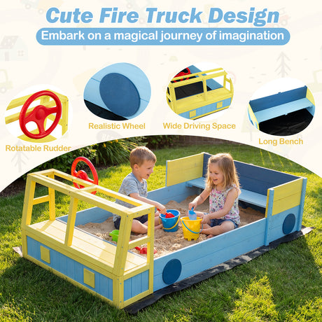 Kids Wooden Sandbox, Large Car-Theme Sand Box