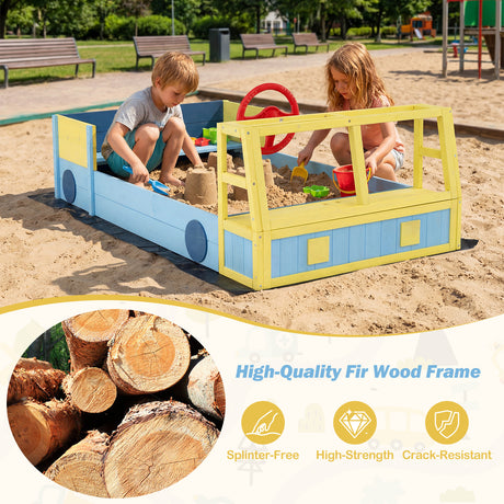 Kids Wooden Sandbox, Large Car-Theme Sand Box