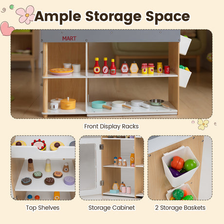 HONEY JOY Pretend Grocery Store Playset, Supermarket Play Toy with Shopping Cart