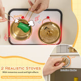Pretend Play Corner Kitchen Set with Ice Dispenser and Water Circulation Faucet