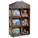 Wooden Kids Bookshelf and Toy Storage, Toddler Dollhouse Bookcase with Multiple Compartments