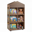Wooden Kids Bookshelf and Toy Storage, Toddler Dollhouse Bookcase with Multiple Compartments