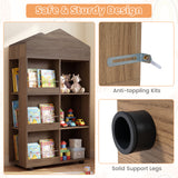 Wooden Kids Bookshelf and Toy Storage, Toddler Dollhouse Bookcase with Multiple Compartments