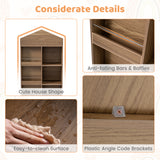 Wooden Kids Bookshelf and Toy Storage, Toddler Dollhouse Bookcase with Multiple Compartments