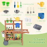 Rolling Outdoor Play Kitchen with Wheels for Boys Girls Ages 3 Plus