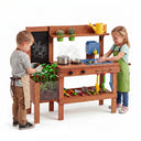Kids Mud Kitchen Solid Wood with Planter Box Sink Stoves and Chalkboard