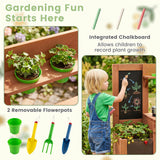 Kids Mud Kitchen Solid Wood with Planter Box Sink Stoves and Chalkboard