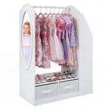 HONEY JOY Kids Clothing Rack with Mirror, Dress Up Storage Cabinet