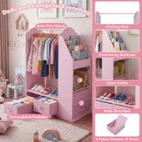 HONEY JOY Kids Clothing Rack with Mirror, Dress Up Storage Cabinet