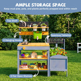 Mud Kitchen Set for Kids, Outdoor Wooden Play Kitchen Potting Bench