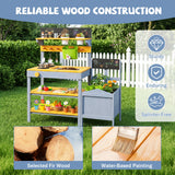 Mud Kitchen Set for Kids, Outdoor Wooden Play Kitchen Potting Bench