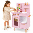 Toddler Kitchen Playset w/ Stoves, Faucet, Sink, Pretend Play Food, Cookware Accessories