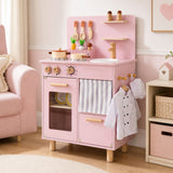 Toddler Kitchen Playset w/ Stoves, Faucet, Sink, Pretend Play Food, Cookware Accessories