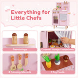 Toddler Kitchen Playset w/ Stoves, Faucet, Sink, Pretend Play Food, Cookware Accessories