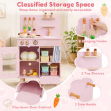Toddler Kitchen Playset w/ Stoves, Faucet, Sink, Pretend Play Food, Cookware Accessories