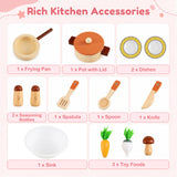 Toddler Kitchen Playset w/ Stoves, Faucet, Sink, Pretend Play Food, Cookware Accessories