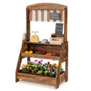 HONEY JOY Wooden Mud Kitchen & Market Stand for Kids Outdoor