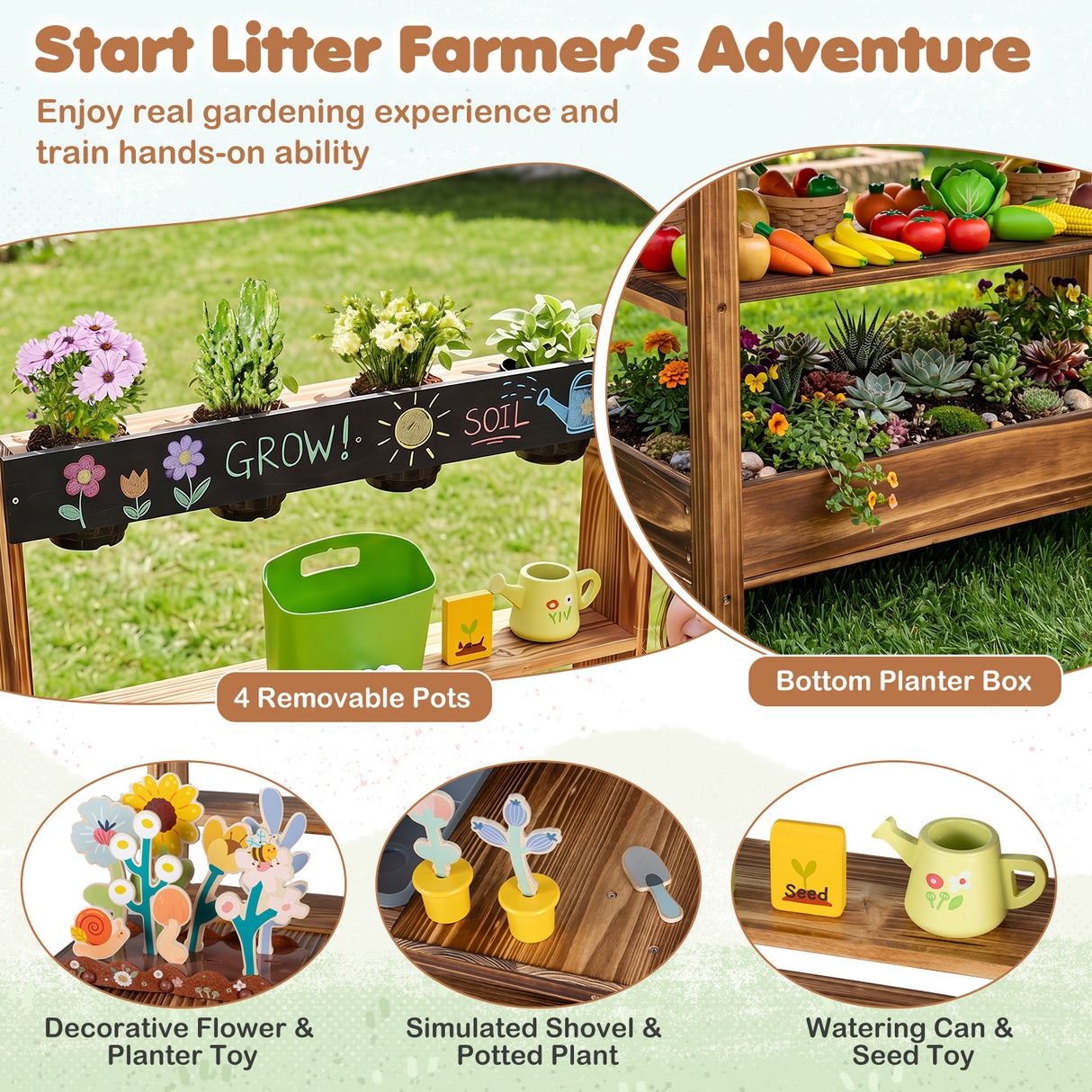 Outdoor Wood Mud Kitchen for Kids, Sensory Kitchen Playset for Children Age 3+