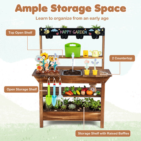 Outdoor Wood Mud Kitchen for Kids, Sensory Kitchen Playset for Children Age 3+
