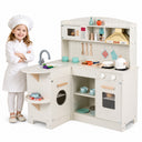 Interactive Pretend Kids Kitchen Playset w/ Stove, Microwave, Sink, Storage Space & Accessories for Toddlers Ages 3+