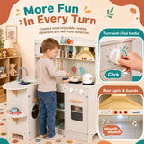 Interactive Pretend Kids Kitchen Playset w/ Stove, Microwave, Sink, Storage Space & Accessories for Toddlers Ages 3+