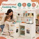Interactive Pretend Kids Kitchen Playset w/ Stove, Microwave, Sink, Storage Space & Accessories for Toddlers Ages 3+