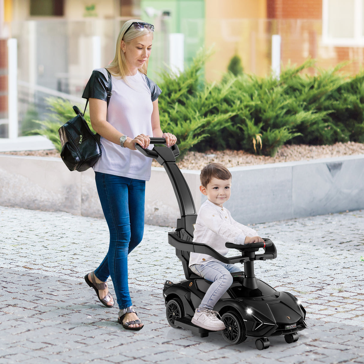 3-in-1 Ride On Push Car, Licensed Lamborghini Sliding Car