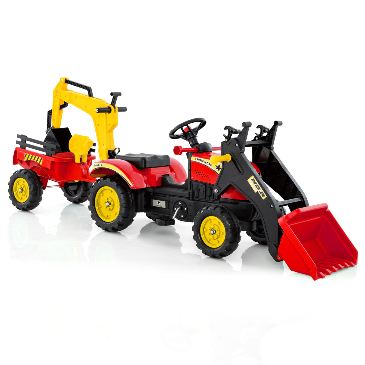 Children Outdoor Toys Pedal Tractor for 3-6 year old kids, Yellow/ Green