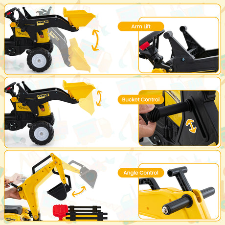 Children Outdoor Toys Pedal Tractor for 3-6 year old kids, Yellow/ Green