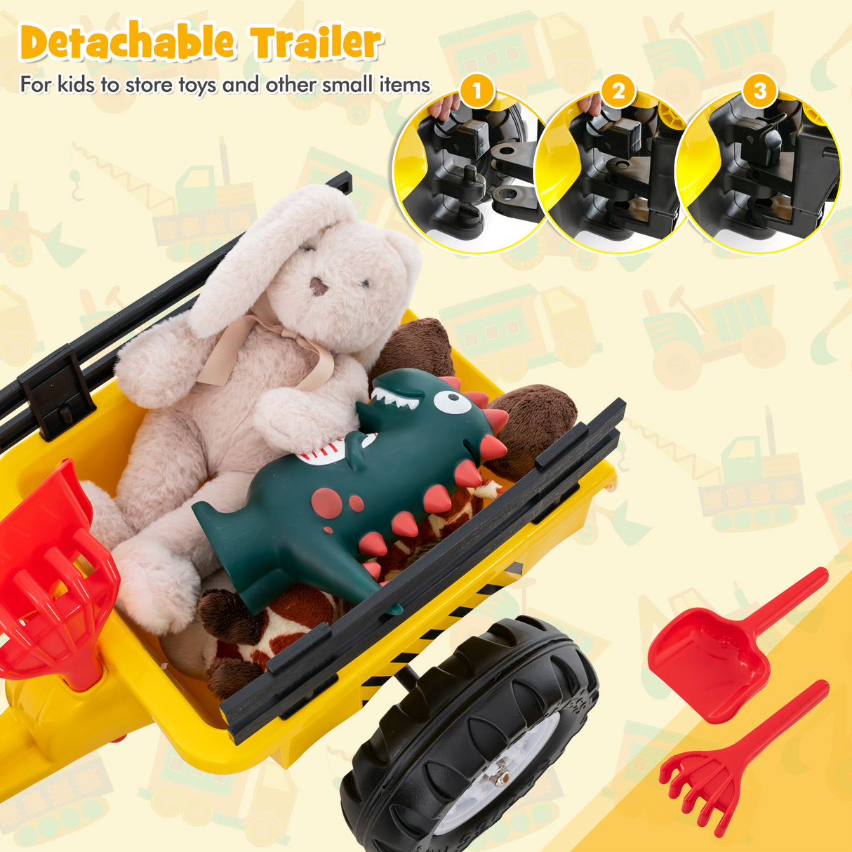 Children Outdoor Toys Pedal Tractor for 3-6 year old kids, Yellow/ Green